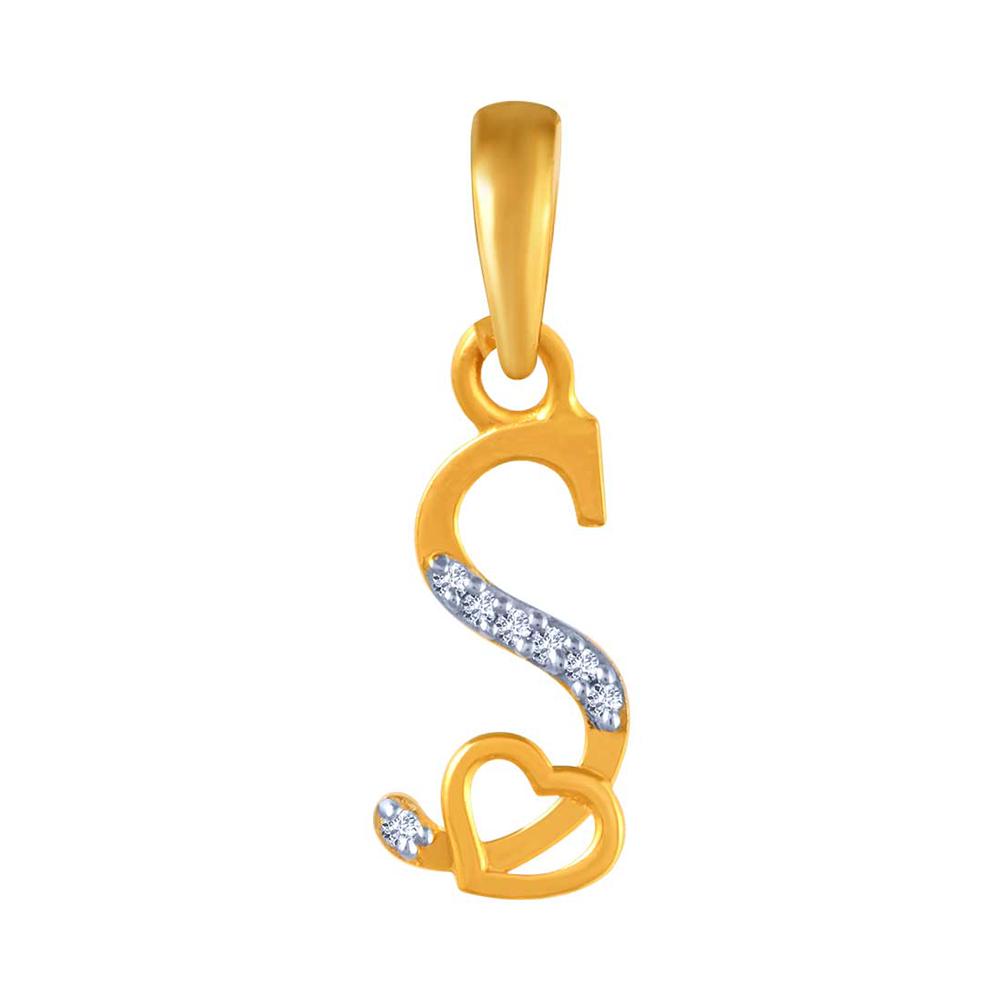 Shop now 14K Gold studded S Initial Pendant PC Chandra Jewellers