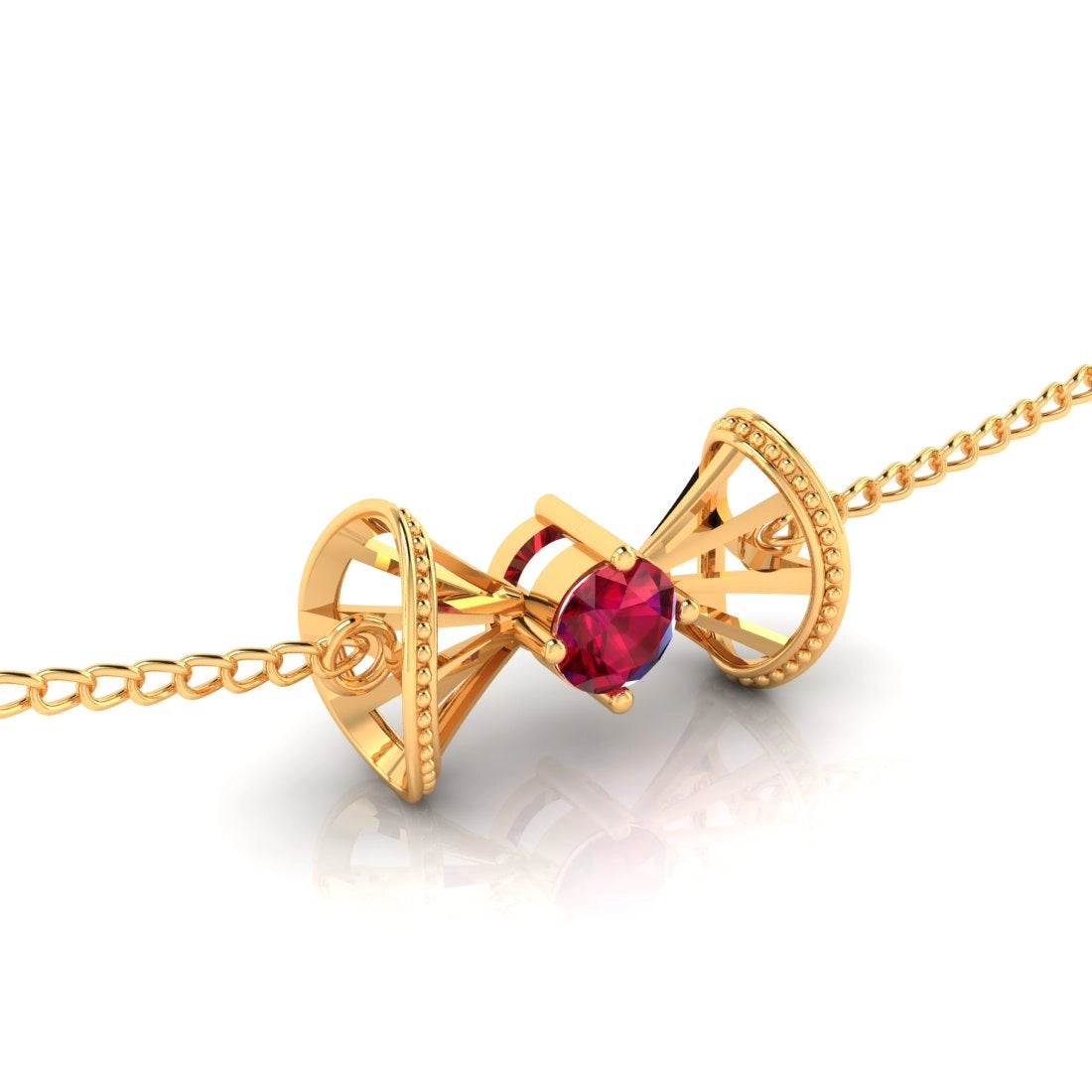 14K Gold Necklace With Bow Design, Chain Style