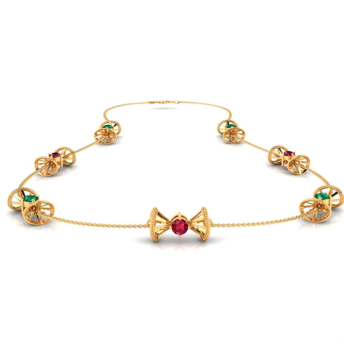 14K Gold Necklace With Bow Design, Chain Style