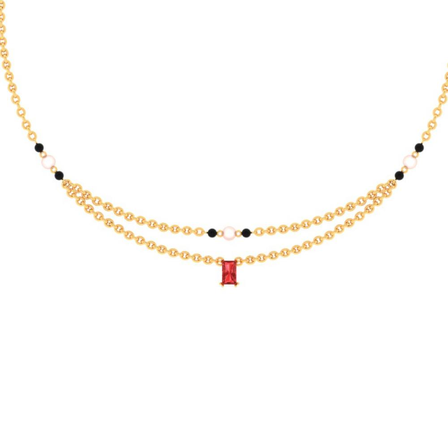 Buy Gold Mangalsutra with a red stone PC Chandra Jewellers