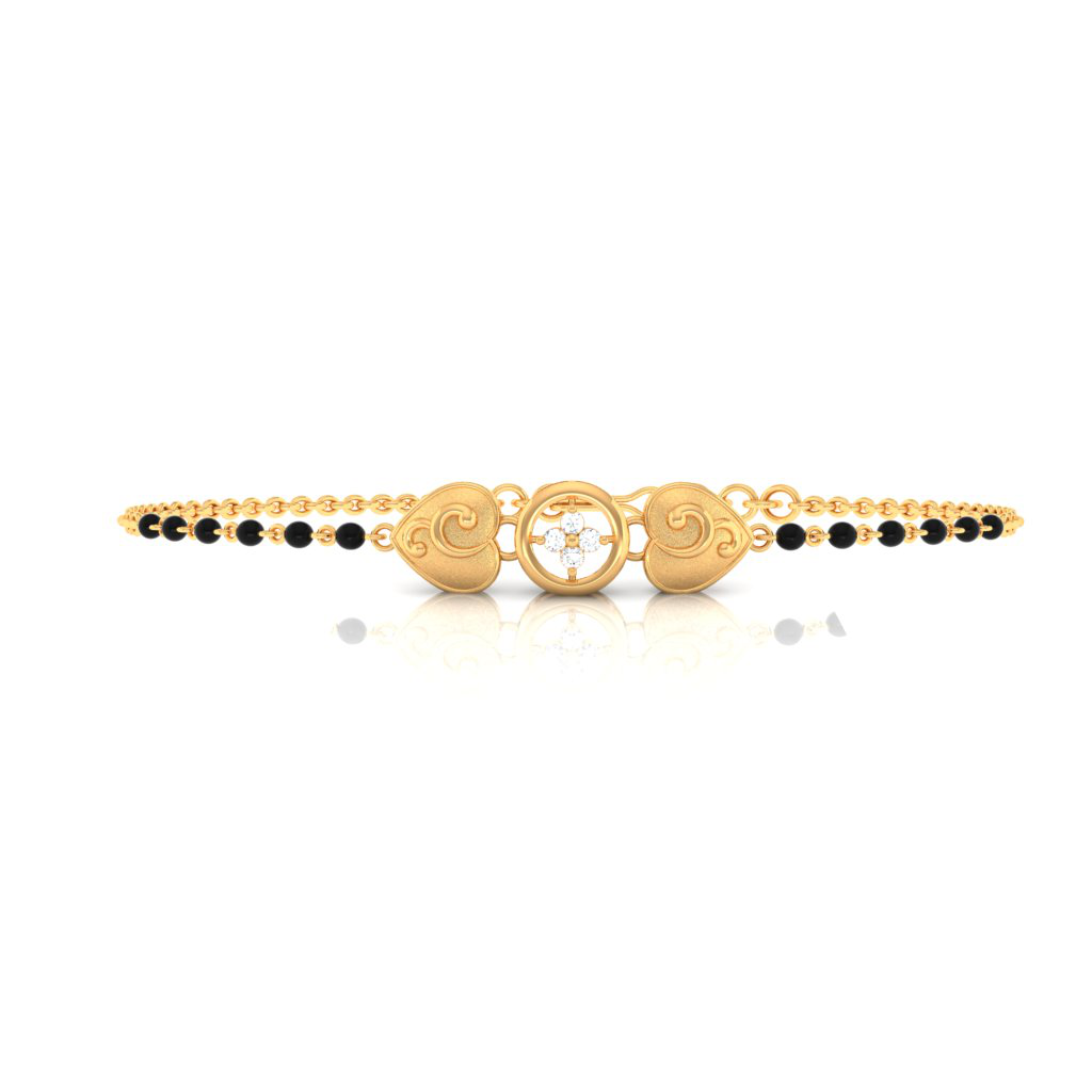 18K Unique Gold Mangalsutra Braclet with four diamonds from PC Chandra Diamond Mangalsutra Collection