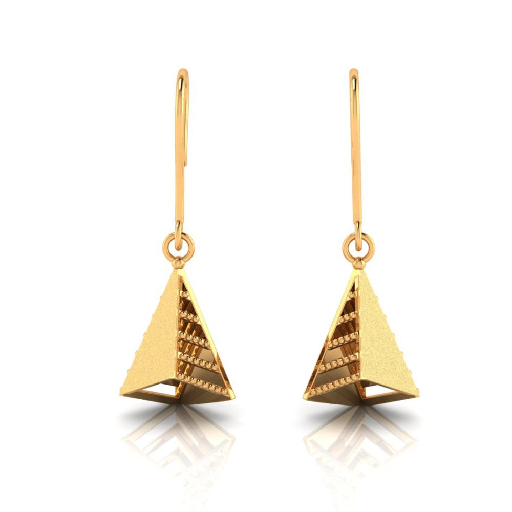 Unique conical shape 18K attractive gold earrings by PC Chandra