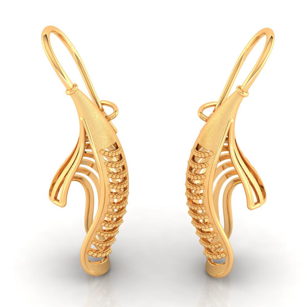 Latest Design 18K distinctive bent conical gold Earrings by PC