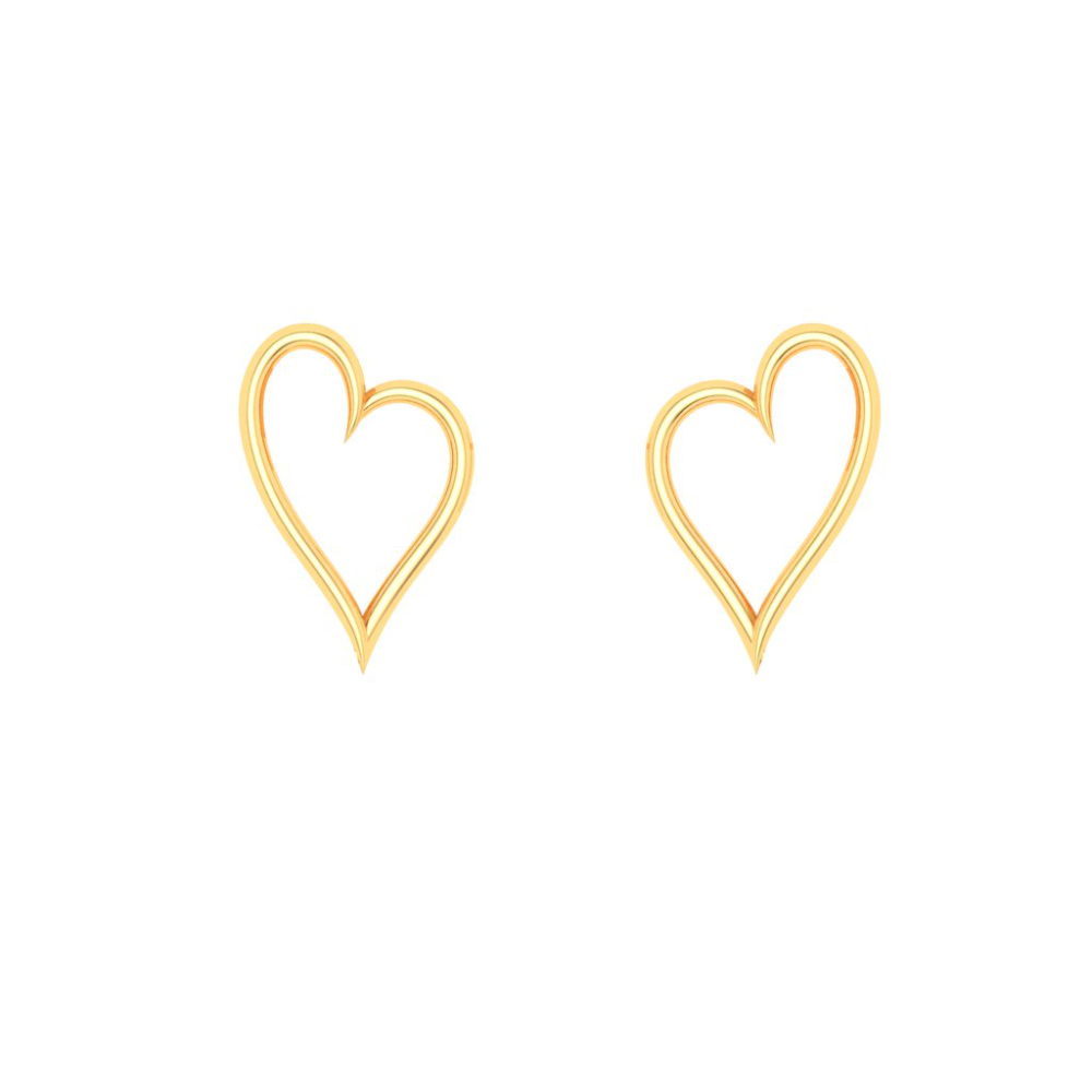 Exquisite 18k Heart Studs Gold Earrings for Women – Chandra