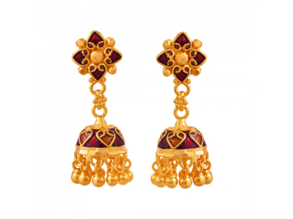 22K Gold Jhumka Earrings Meenakari PC Chandra Jewellers –
