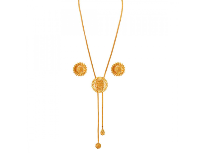 Floral Motif| 22k Gold Dainty Jewellery Set for Women| PC Chandra