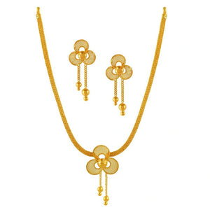 Simple And Classy 22k Gold Necklace Set Floral Design