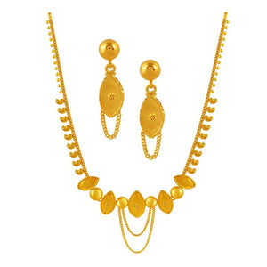 Fine Leaf Designer Jewellery 22k Gold Necklace And Earrings Set