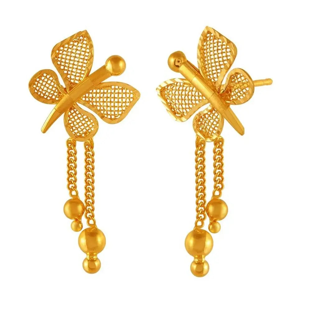 Dainty Butterfly Designer Lightweight 22k Gold Jewellery Set