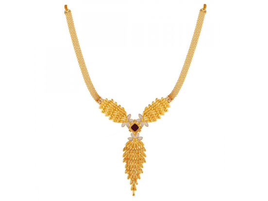 High coverage dazzling shell and gold necklace | PC Chandra