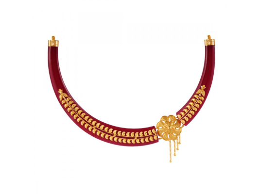 Glorifying red pola floral stud necklace PC Chandra Jewellers