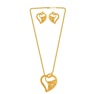 Charming Heart Shape 22k Gold Jewellery Set With Intricate Detail