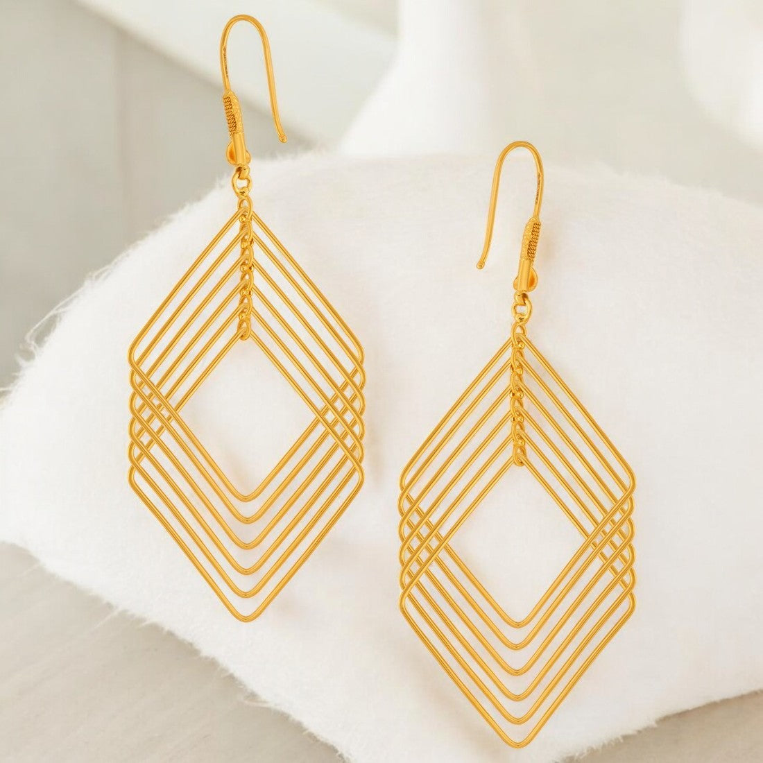 22K Gold Earrings with Multi-Layered Geometric Shape Mugdhaa Collection  from PC Chandra jewellers
