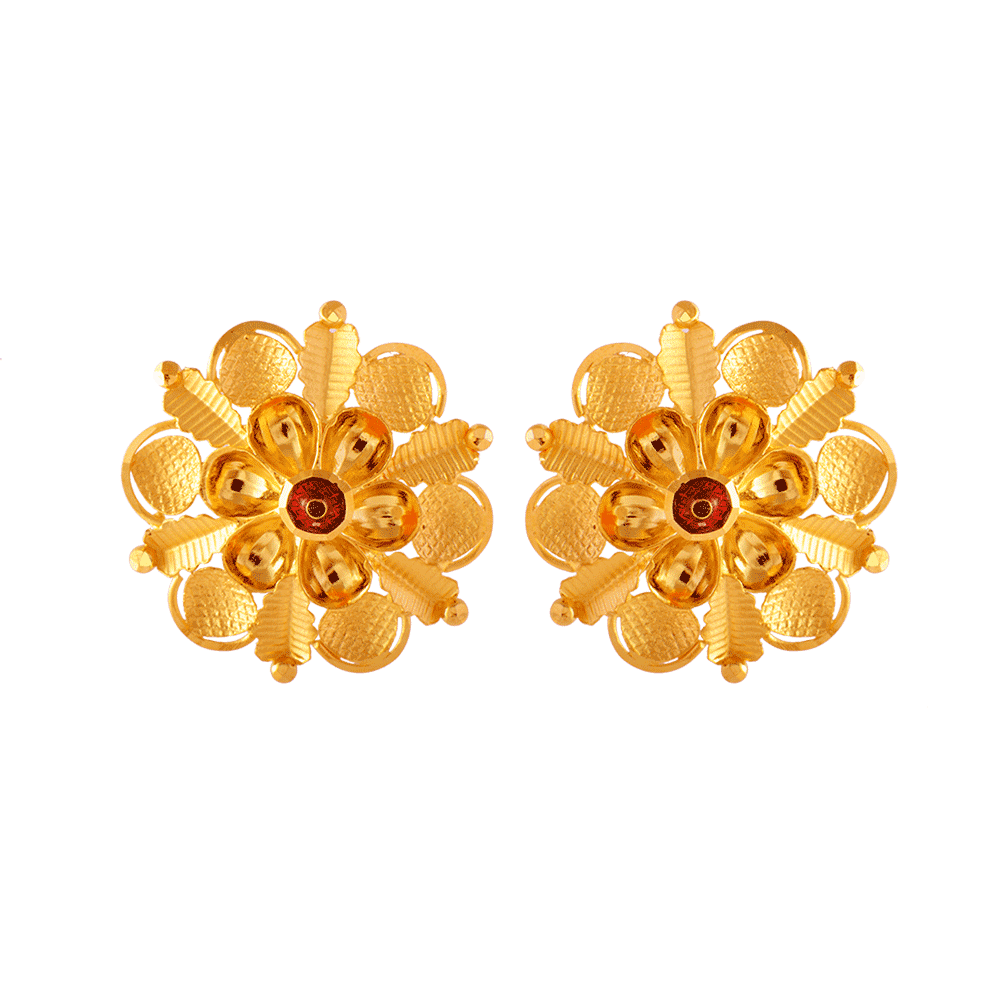 22KT (916) Yellow Gold Stud Earrings For Women – Chandra