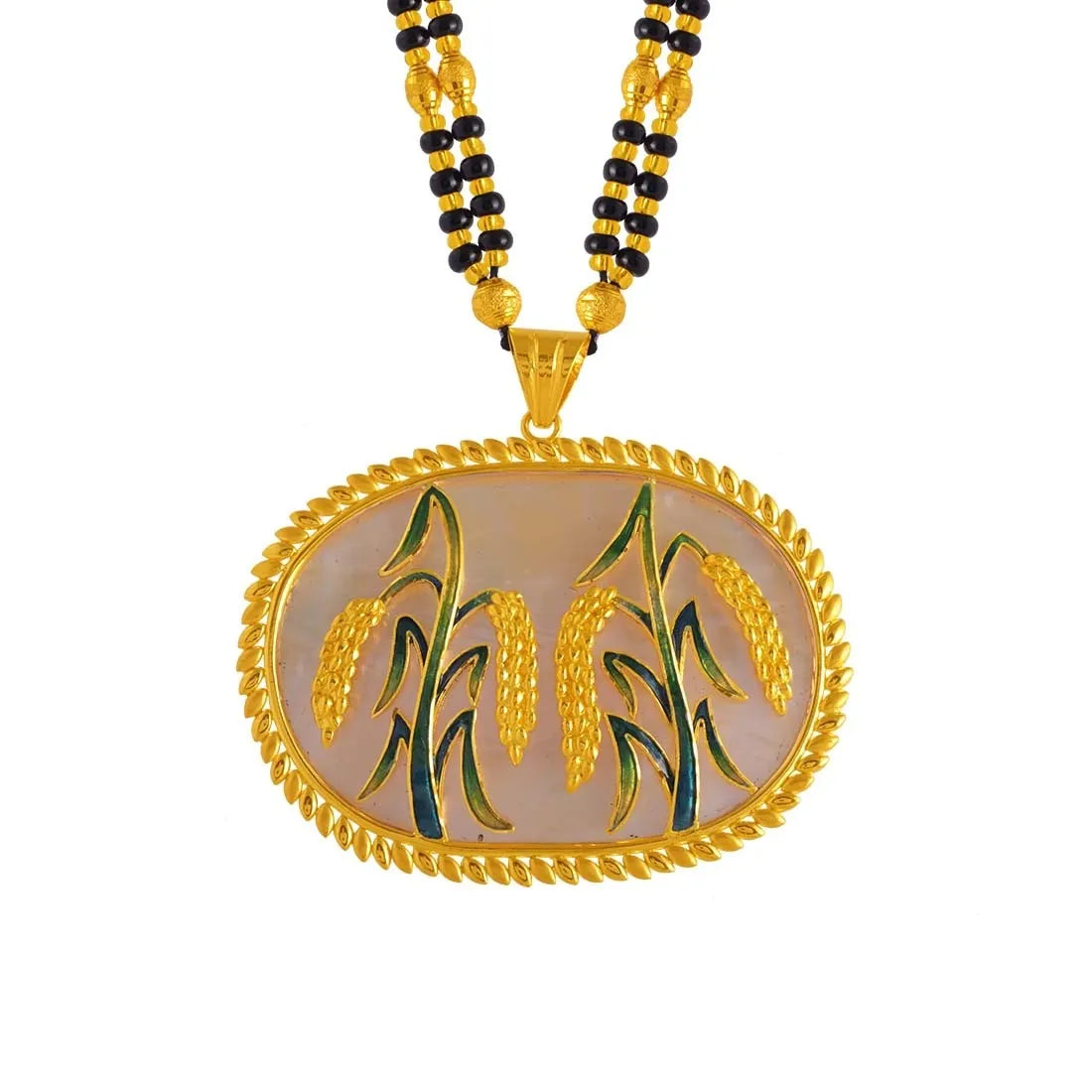 22K Gold Mangalsutra Harvest Imagery Pendant Design
