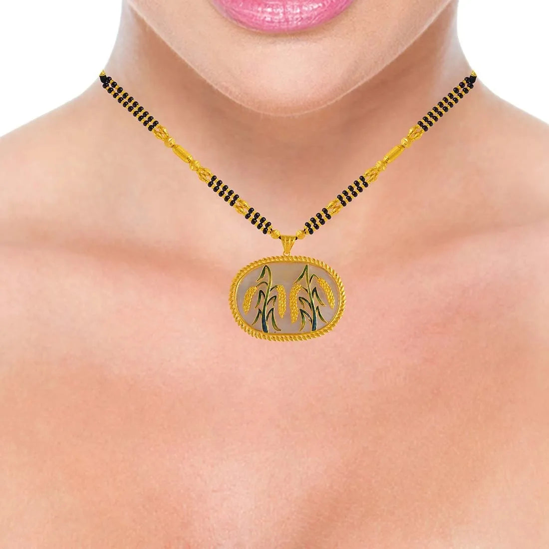 22K Gold Mangalsutra Harvest Imagery Pendant Design