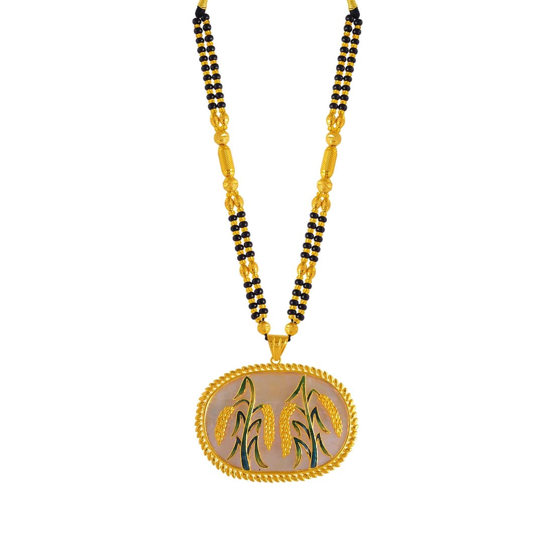 22K Gold Mangalsutra Harvest Imagery Pendant Design