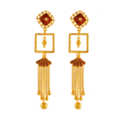 Artistic Minute Details 22K Gold Hanging Earrings PC Chandra
