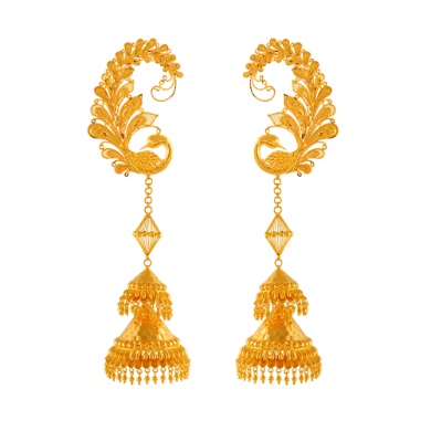 Regal Traditional 22K Gold Jhumka Pasha Earrings PC Chandra Jewellers P.C. Chandra Jewellers