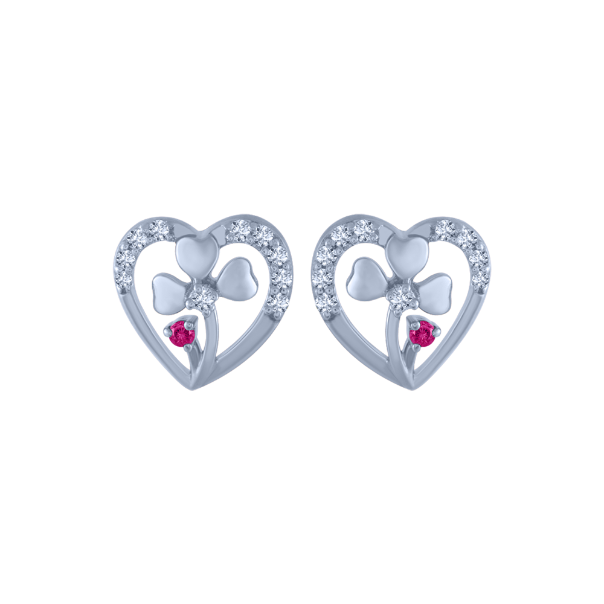 14K (585) White Gold and Diamond Stud Earrings for Women