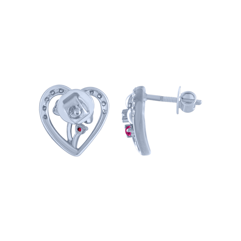 14K (585) White Gold and Diamond Stud Earrings for Women