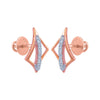 14k (585) Rose Gold and Diamond Stud Earrings for Women