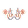 14k (585) Rose Gold and Diamond Stud Earrings for Women