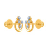 14k (585) Yellow Gold and Diamond Stud Earrings for Women