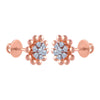 14k (585) Rose Gold and Diamond Stud Earrings for Women