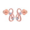 14k (585) Rose Gold and Diamond Stud Earrings for Women