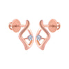 14k (585) Rose Gold and Diamond Stud Earrings for Women