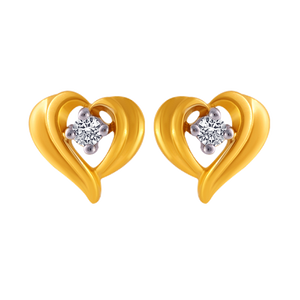 14KT (585) Yellow Gold And American Diamond Stud Earrings For Women