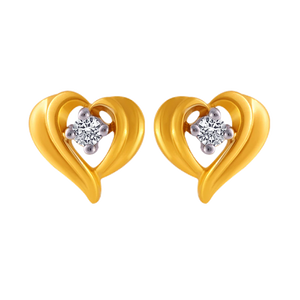 14KT (585) Yellow Gold And American Diamond Stud Earrings For Women