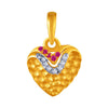 14K Gold studded heart shape pendant with pink, white s