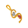 14K 'S' Letter two Hearts Purple Stones Gold Pendent