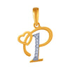 14K gold P initial studded pendant