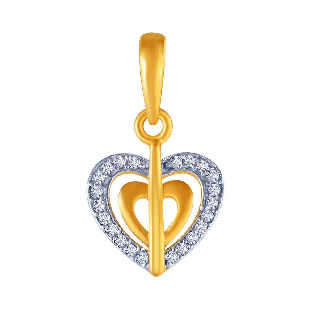 Elegant Dual interlocked Hearts 14K gold embellished pendant | PC ...