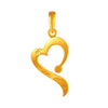 14K asymmetrical small heart pendant