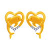 14K Heart Shape  Gold Earrings with Dolphin