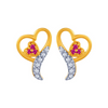 14K Heart Centered  Earrings with Violet stones