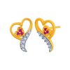 14K Heart Centered  Earrings with Violet stones