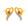 14K Heart Centered  Earrings with Violet stones