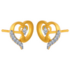 14K Small Hear Centered  Gold Earrings 