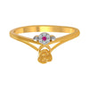 14K gold double flower pink and white  ring