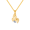 14KT (585) Yellow Gold and American Diamond Pendant for Women