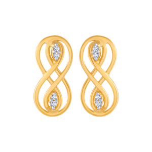 14KT (585) Yellow Gold And American Diamond Stud Earrings For Women