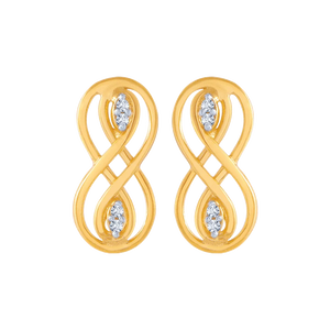 14KT (585) Yellow Gold And American Diamond Stud Earrings For Women