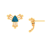 14K exclusive Triangular Gold Earrings with Blue stone