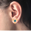 14K exclusive Triangular Gold Earrings with Blue stone