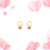 14K Gold Earrings with a circle and square engraved with Violet stone